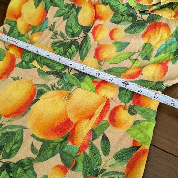 FARM Rio Orange Sands Citrus Print One Shoulder Linen Blend Mini Dress, size M - Picture 5 of 9